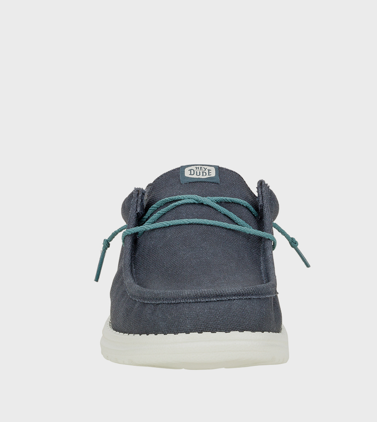 Wally Waxed Logo Badge Canvas Slip-On Shoes