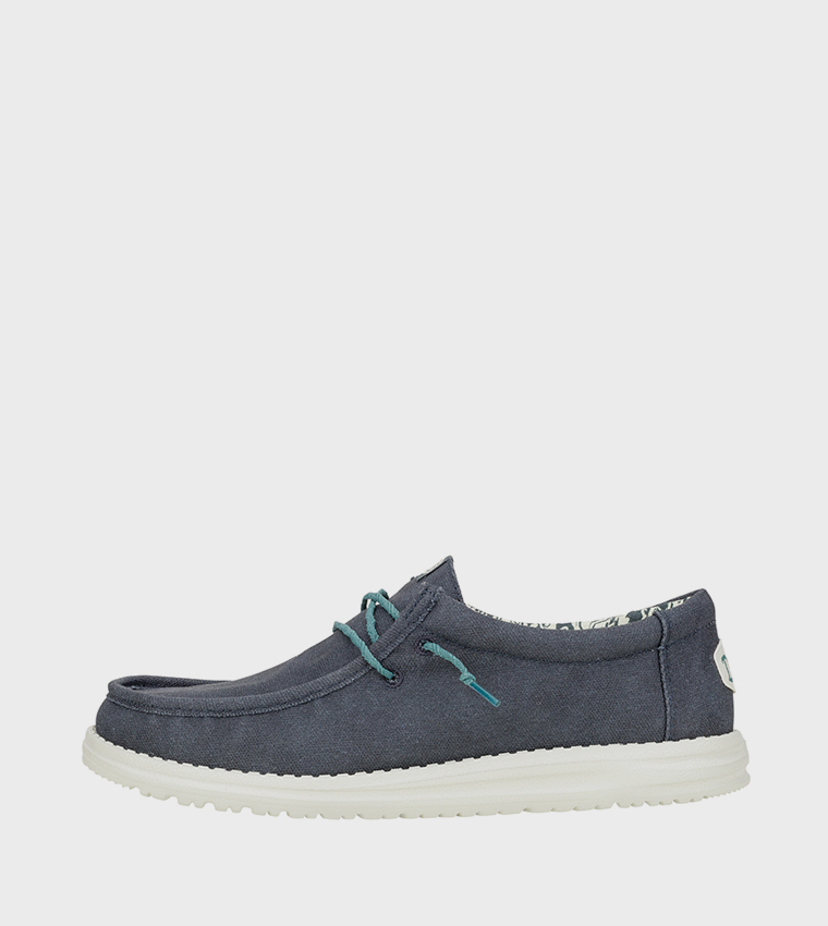 Wally Waxed Logo Badge Canvas Slip-On Shoes