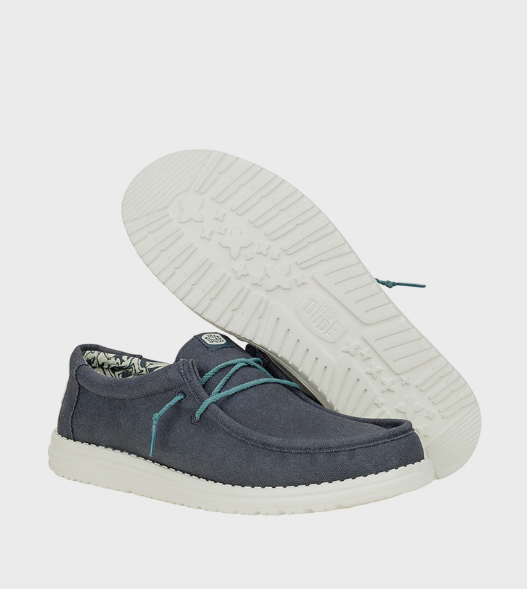 Wally Waxed Logo Badge Canvas Slip-On Shoes