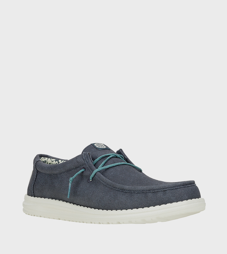 Wally Waxed Logo Badge Canvas Slip-On Shoes