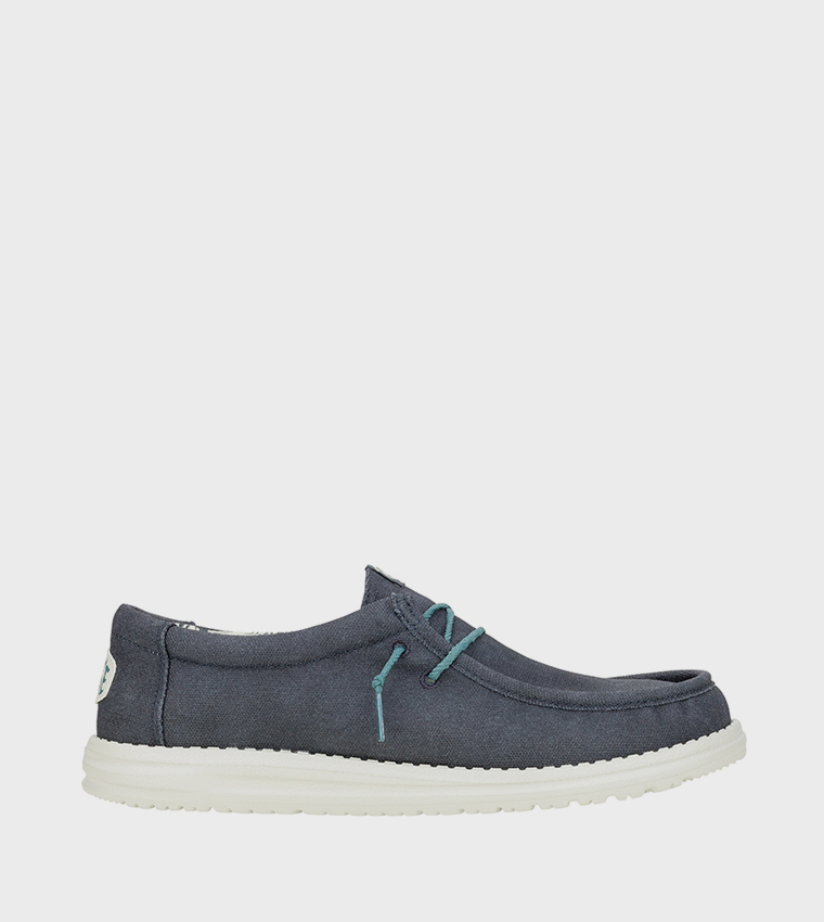 Wally Waxed Logo Badge Canvas Slip-On Shoes