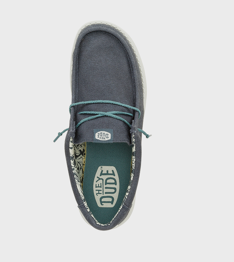Wally Waxed Logo Badge Canvas Slip-On Shoes