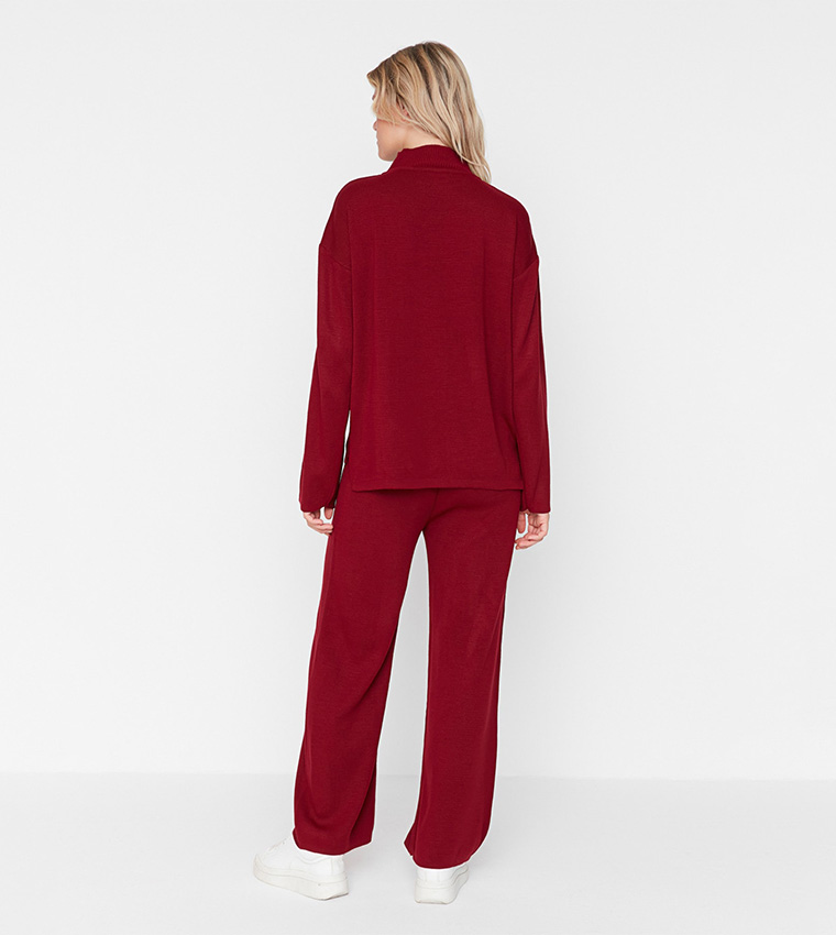 Buy Trendyol Casual Mock Neck Co Ord Set In Burgundy | 6thStreet Saudi  Arabia