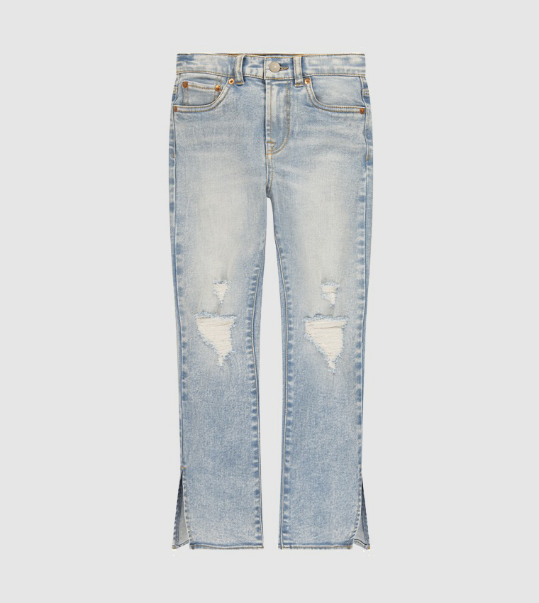 Buy Levi's Kids Slit Ankle High Rise Straight Fit Jeans In Light Blue