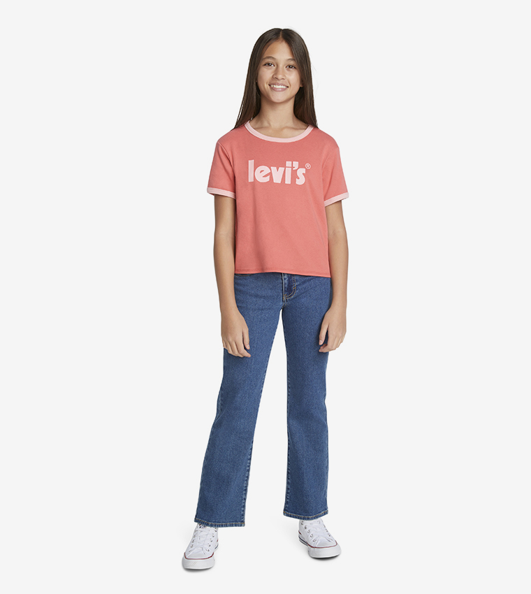 Logo Print Contrast Detail Ringer T-Shirt