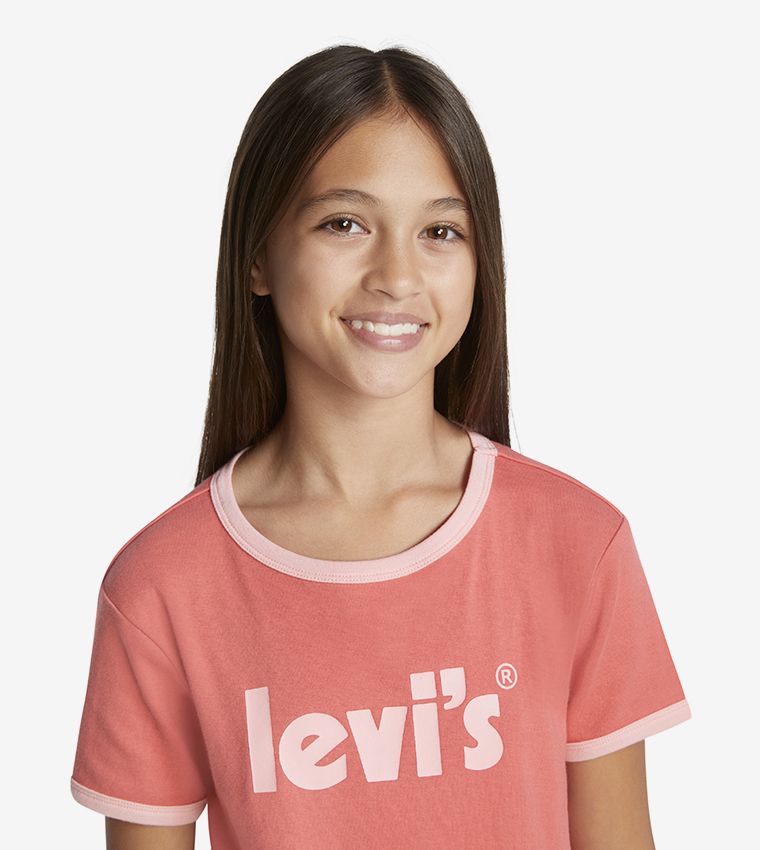 Logo Print Contrast Detail Ringer T-Shirt