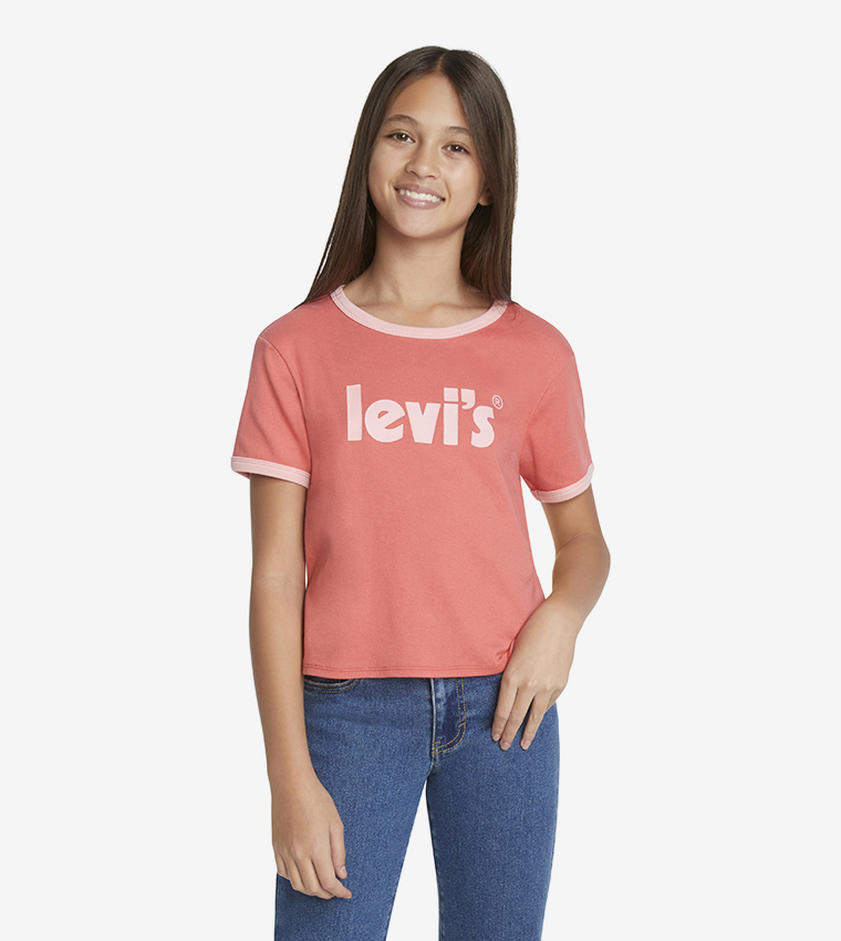 Logo Print Contrast Detail Ringer T-Shirt