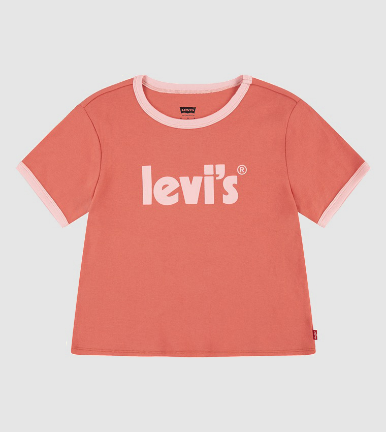 Logo Print Contrast Detail Ringer T-Shirt