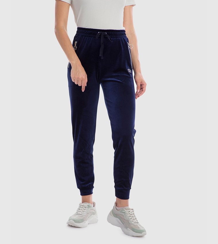 Buy R B Navy Velvet Sweatpants In Blue 6thStreet UAE