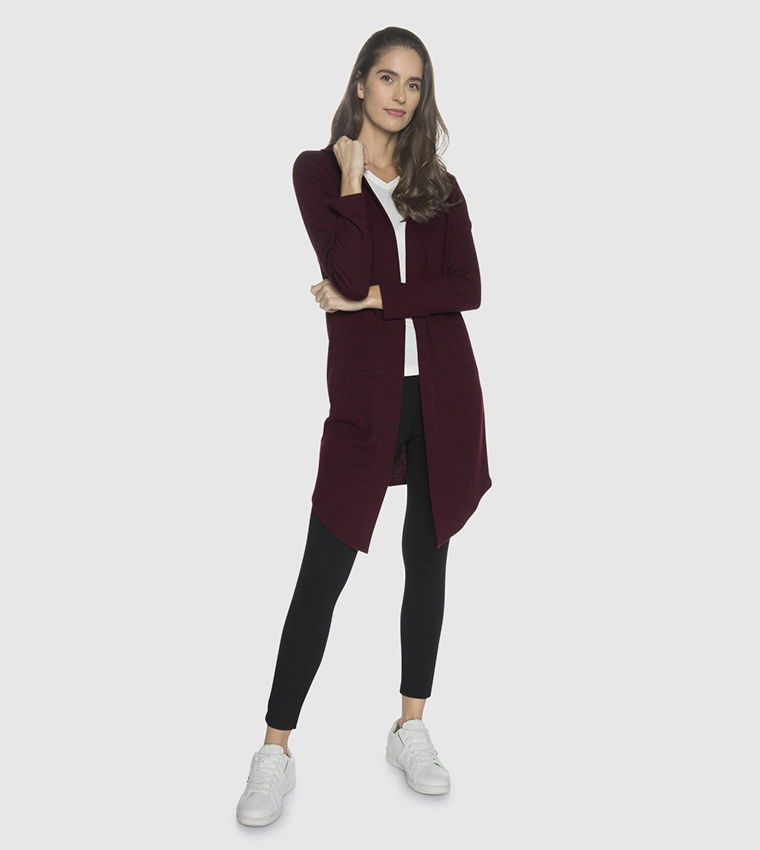 Buy R B Hooded Knee Length Cardigan In Red 6thStreet Bahrain