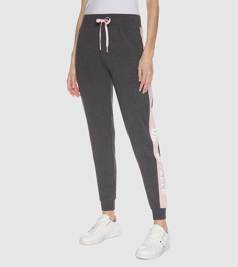Pink gray sweatpants top
