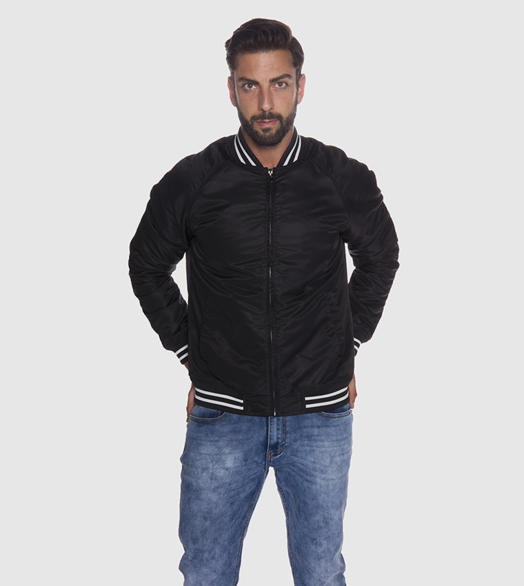Buy R&B Bomber Jacket Black In Black | 6thStreet UAE