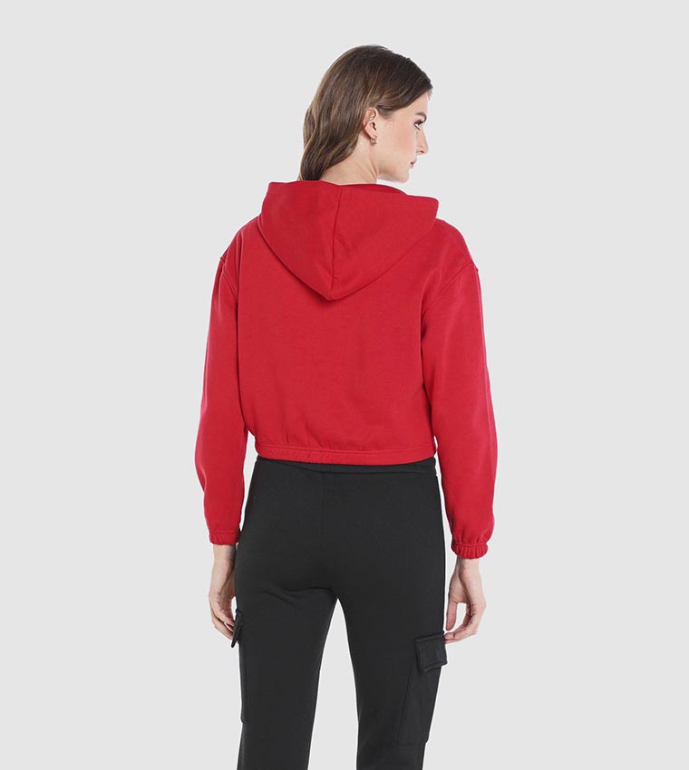 Cropped hooded sweatshirt in red