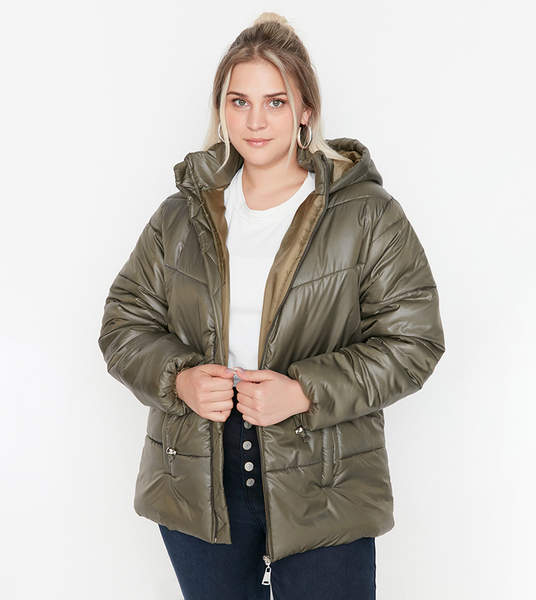 Khaki quilted jacket womens hotsell