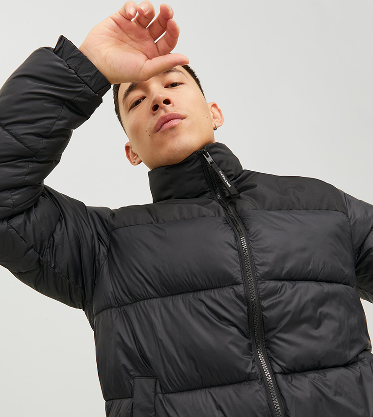 Buy Jack Jones Zippered Puffer Jacket In Black 6thStreet Kuwait