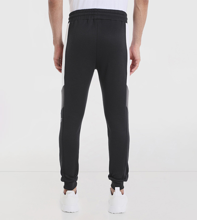 Black side striped drawstring track pants hot sale