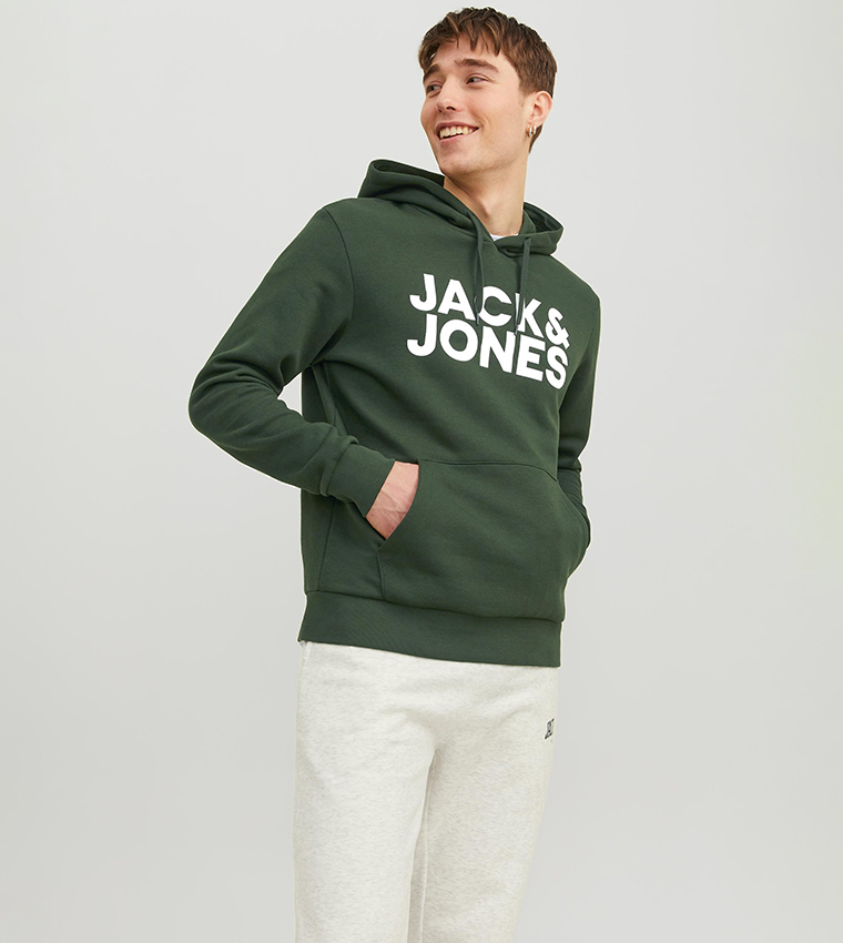Jack & Jones Male Hoodie, Colour Block, Logo, Classic blue/fit