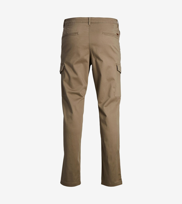 Solid Slim Fit Cargo Pants