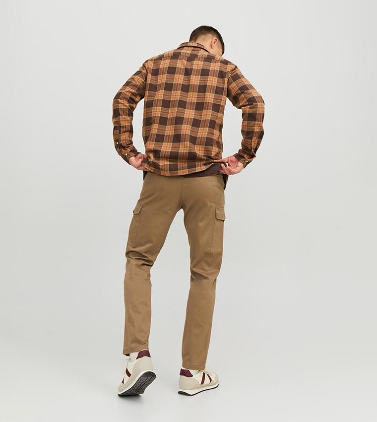 Solid Slim Fit Cargo Pants
