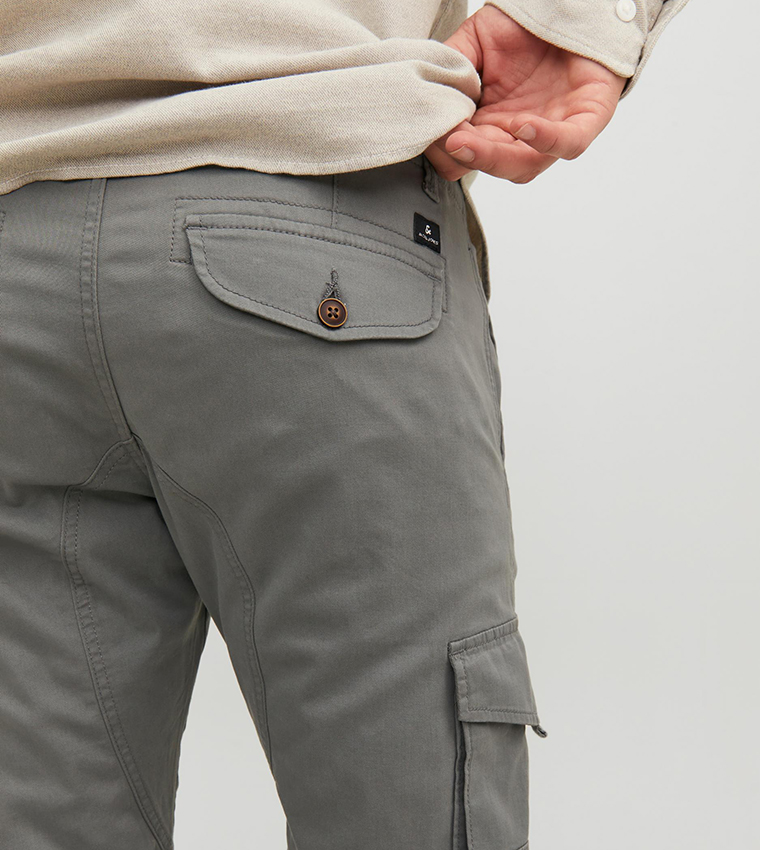 Solid Slim Fit Cargo Pants