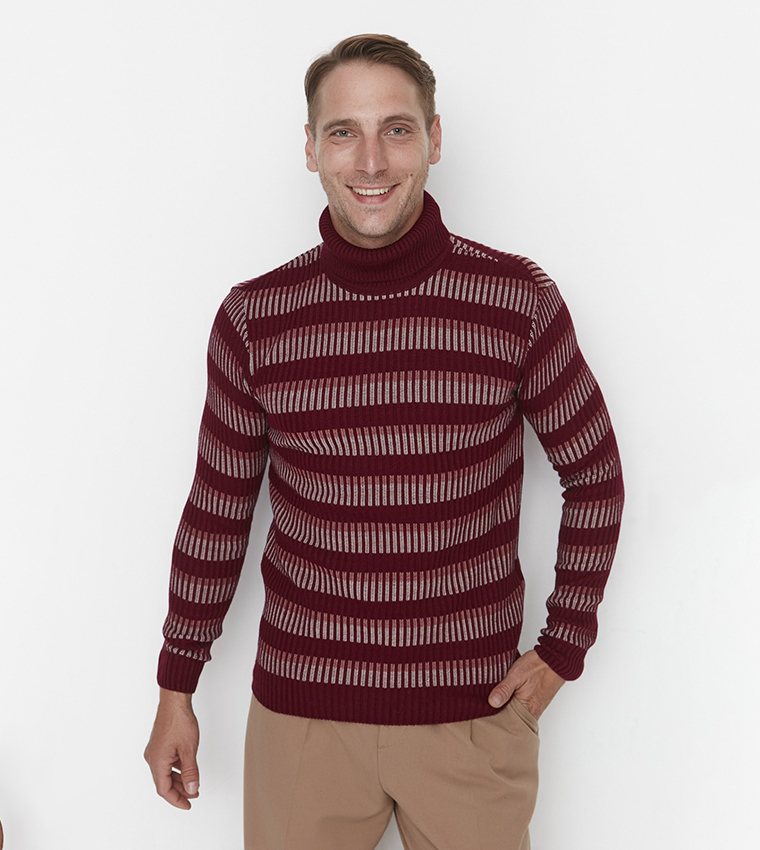 Red and white hot sale striped turtleneck mens