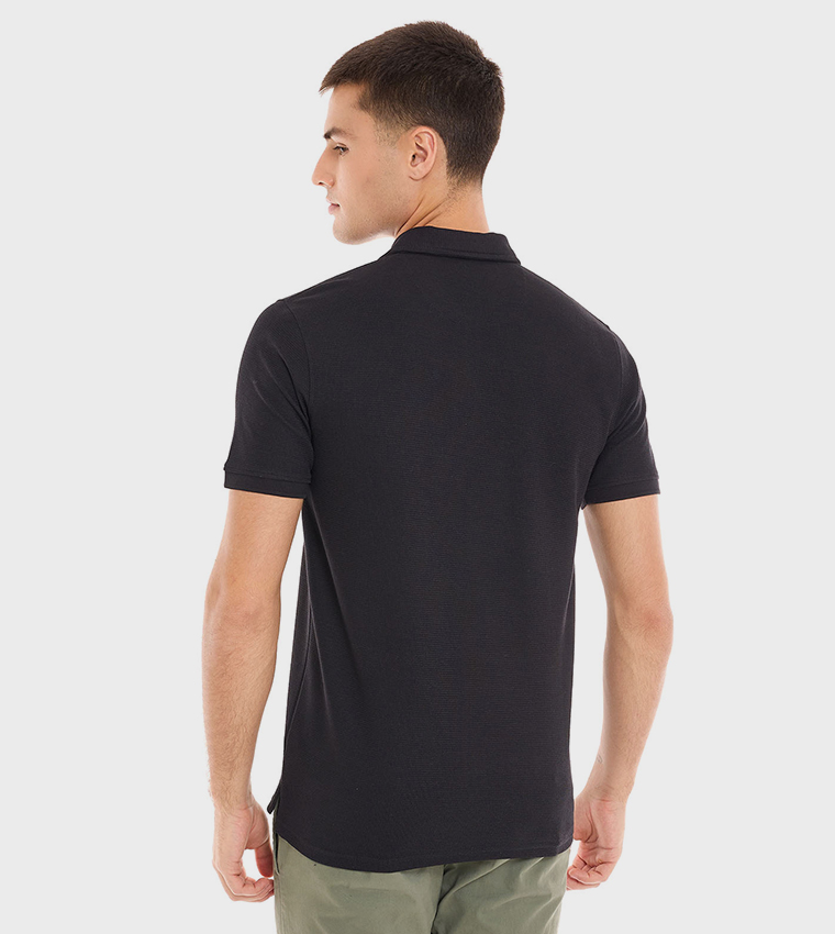 Textured Polo T-Shirt with Short Sleeves