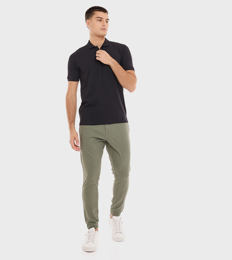 Textured Polo T-Shirt with Short Sleeves