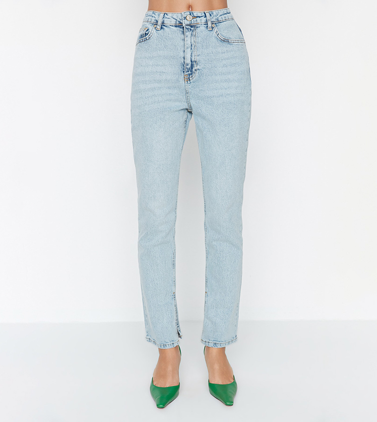 Slit High Waist Bootcut Jeans
