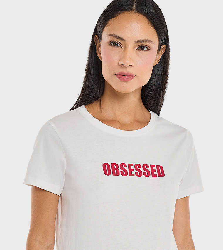 Printed T-Shirt with Crew Neck and Short Sleeves