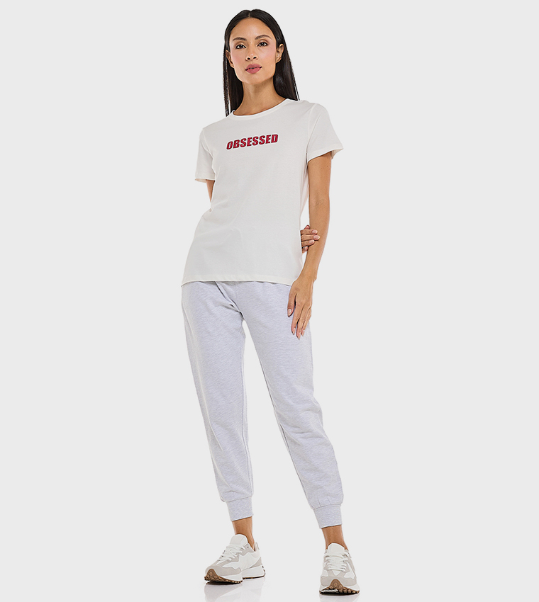 Printed T-Shirt with Crew Neck and Short Sleeves