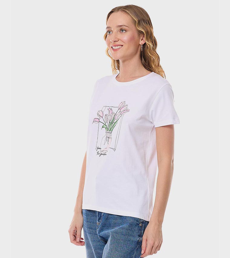 Printed T-Shirt with Crew Neck and Short Sleeves