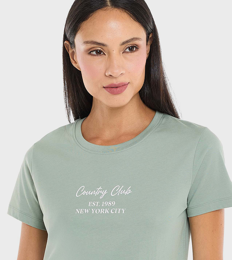 Printed T-Shirt with Crew Neck and Short Sleeves