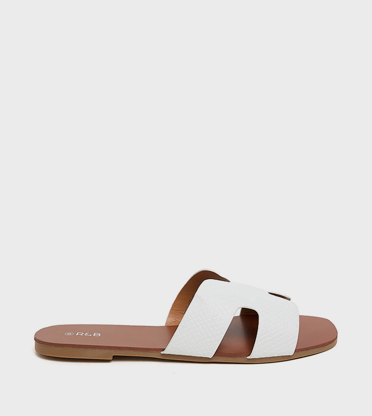 Croc Textured Flat Sandals