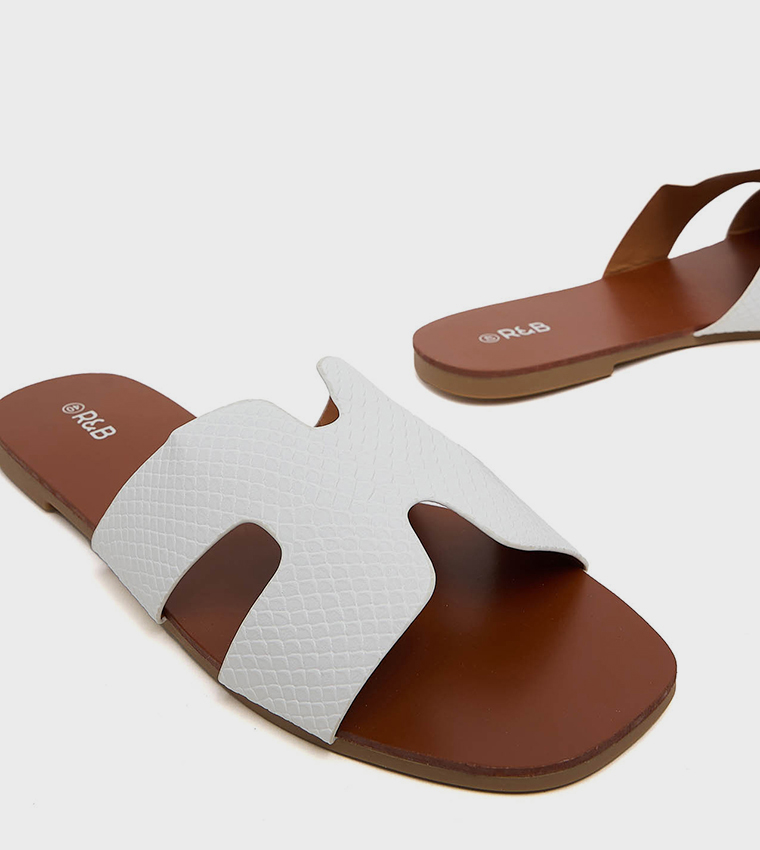Croc Textured Flat Sandals