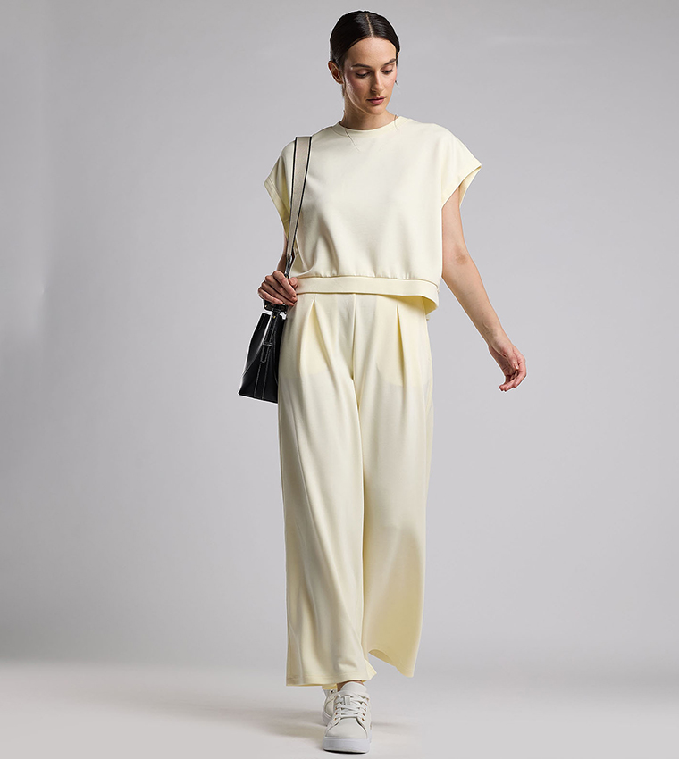 Solid Top with Crew Neck and Extended Sleeves
