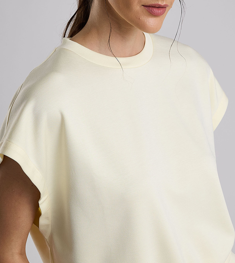 Solid Top with Crew Neck and Extended Sleeves