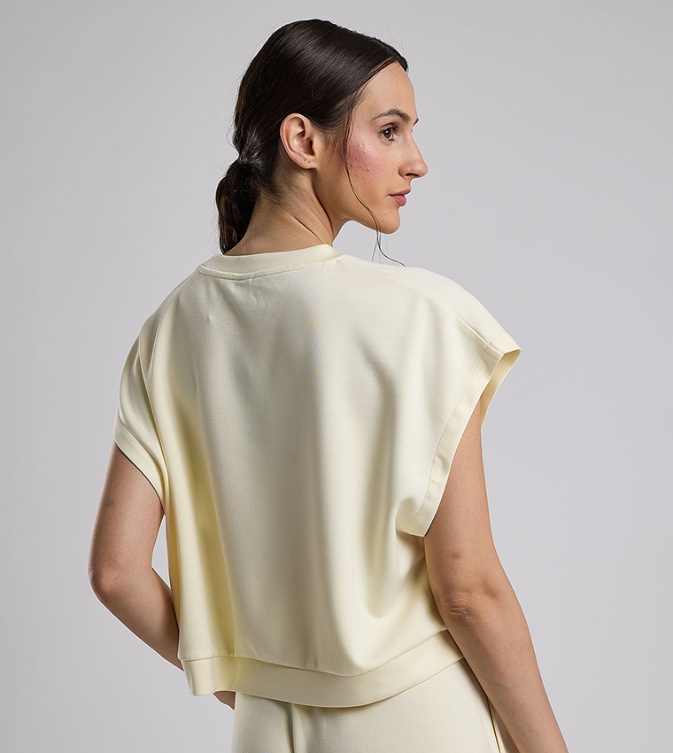 Solid Top with Crew Neck and Extended Sleeves