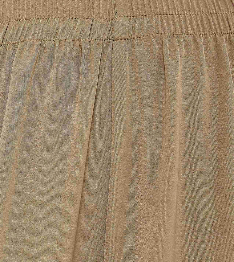 Crinkled Wide Leg Pants with Elastic Waist
