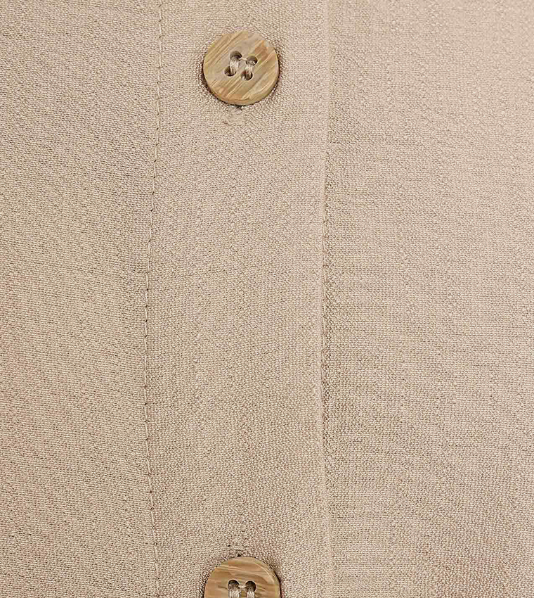 Crinkled Tunic with Classic Collar and Long Sleeves