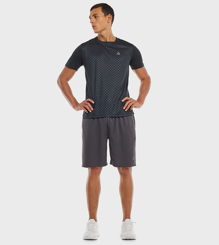Patterned Active T-Shirt with Crew Neck and Short Sleeves