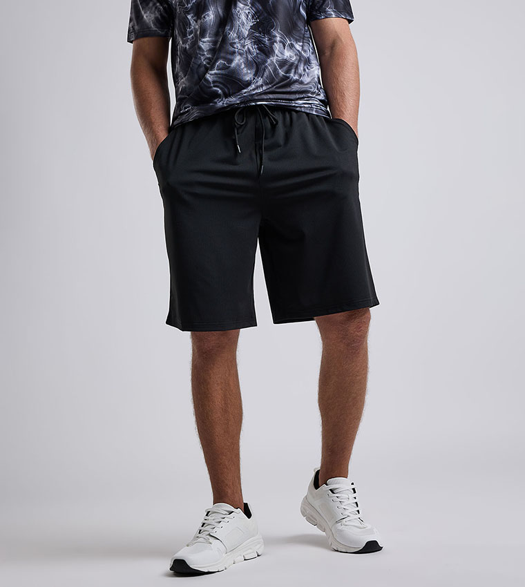 Textured Shorts with Drawstring Waist