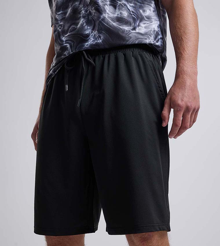 Textured Shorts with Drawstring Waist