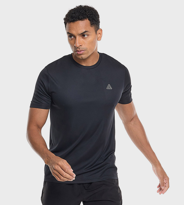 Logo Detail Active T-Shirt with Crew Neck and Short Sleeves