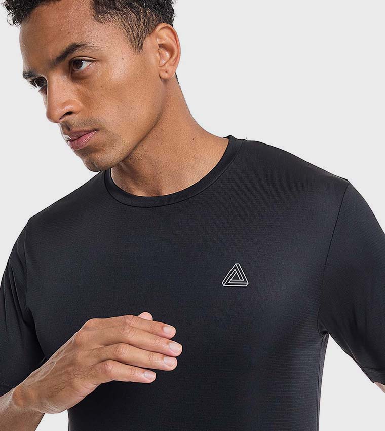 Logo Detail Active T-Shirt with Crew Neck and Short Sleeves
