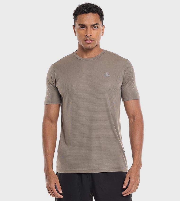 Logo Detail Active T-Shirt with Crew Neck and Short Sleeves