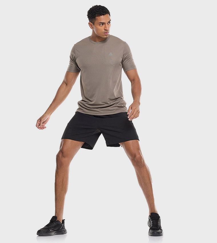Logo Detail Active T-Shirt with Crew Neck and Short Sleeves