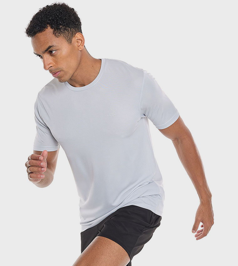 Logo Detail Active T-Shirt with Crew Neck and Short Sleeves