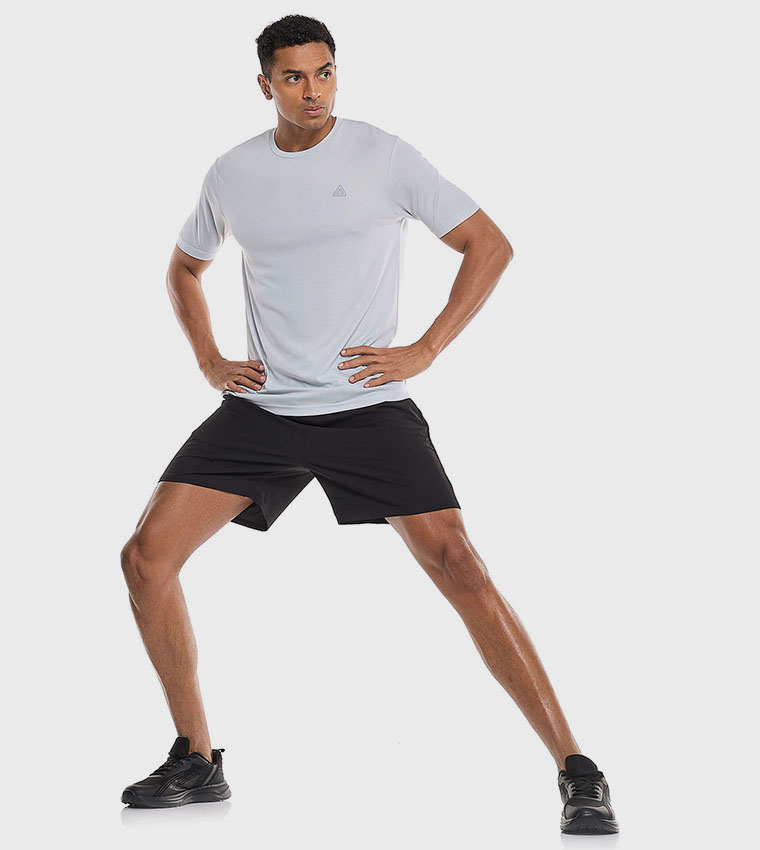 Logo Detail Active T-Shirt with Crew Neck and Short Sleeves