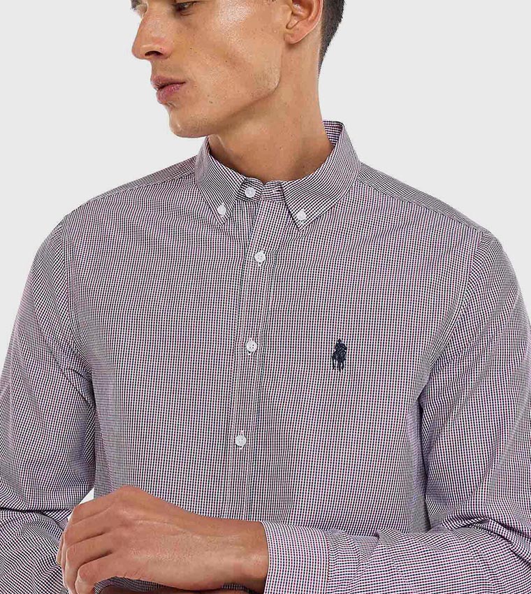 Plaid Shirt with Button-Down Collar and Long Sleeves