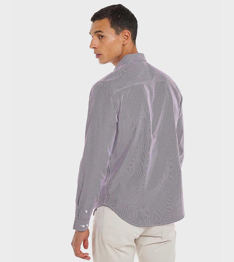 Plaid Shirt with Button-Down Collar and Long Sleeves